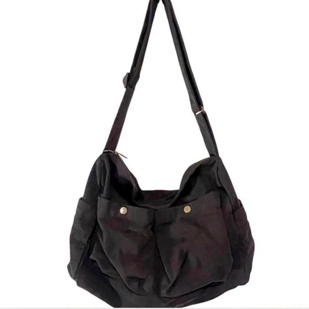 Unisex Canvas Crossbody / Messenger Bag - Large Capacity - Black - New